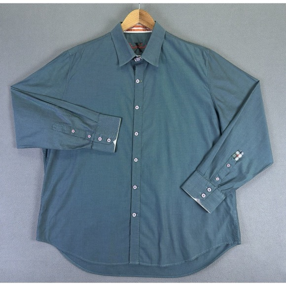 Robert Graham Shirt Mens 2XL Green Flip Cuff Office Smart Casual Eclectic Luxury - Picture 2 of 8